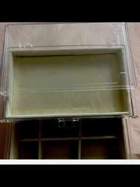 Clear Acrylic Jewelry Box with Beige Velvet Lining